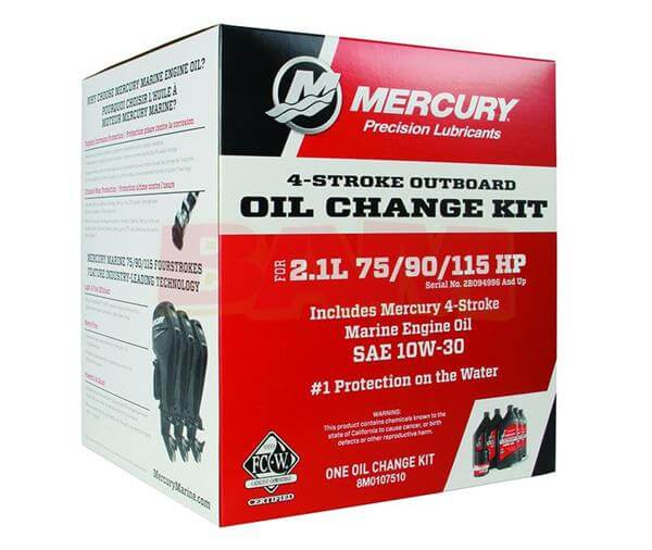 Mercury oil change kit packaging on a white background