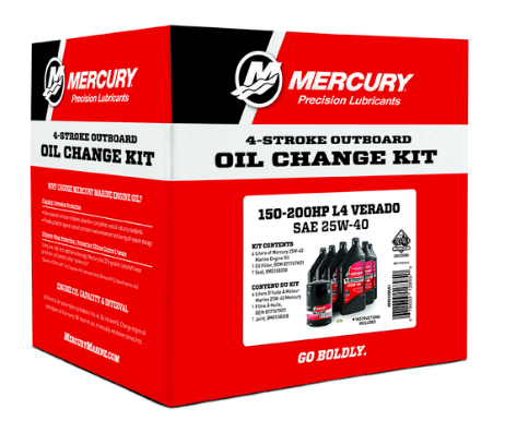 Mercury oil change kit packaging on a white background