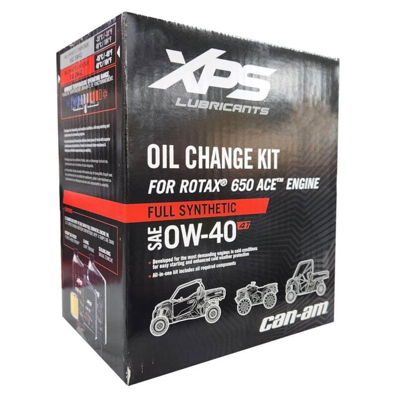 XPS Lubricants oil change kit packaging for Rotax 650 ACE engine on a white background