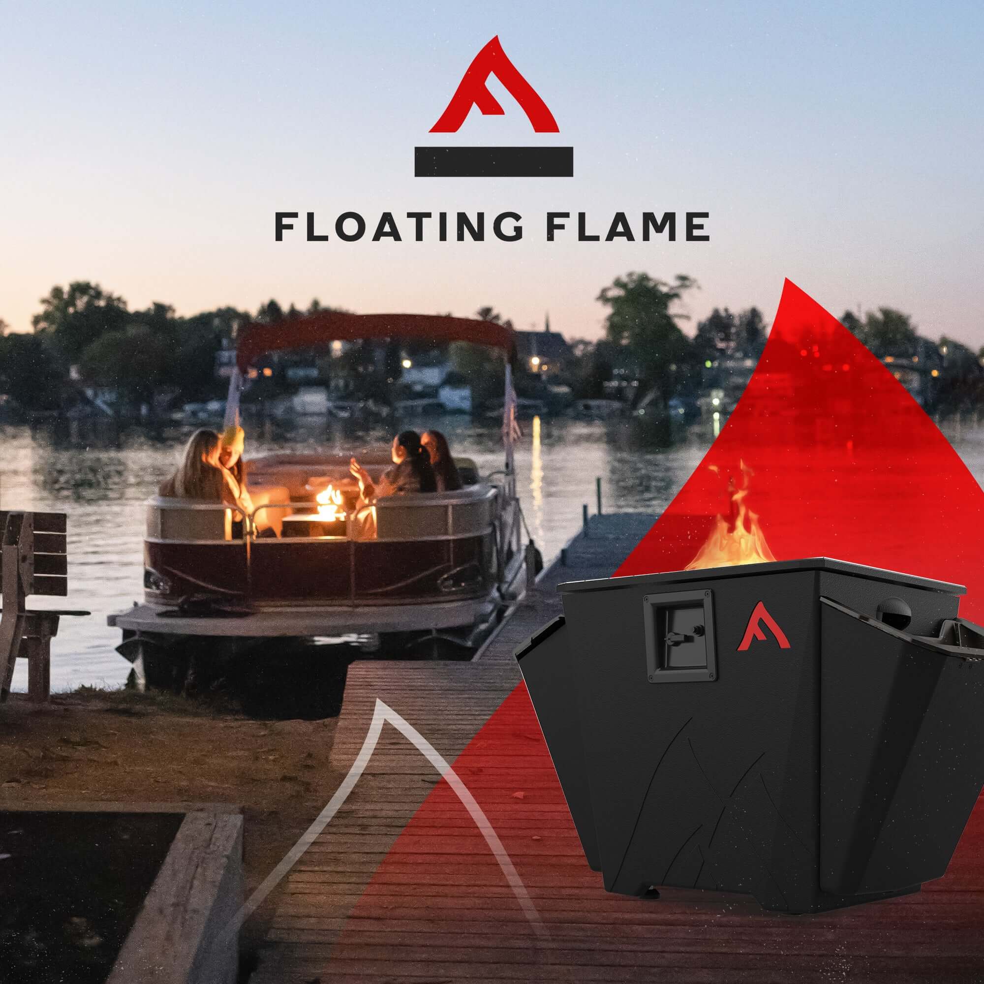 Floating Flame Portable Fire Pit on a boat
