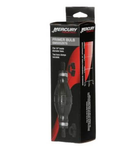 Mercury primer bulb packaging on a white background