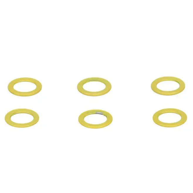Set of yellow washers on a white background