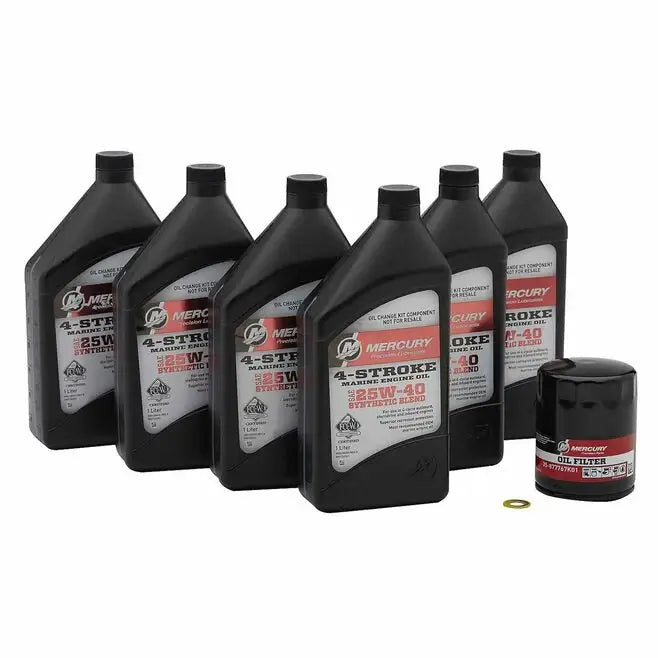 Set of Mercury oil bottles and a filter on a white background