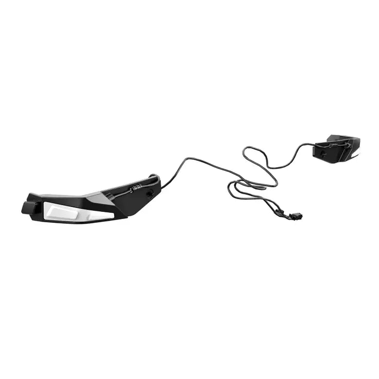 A set of handguard lighting for a vehicle, featuring a black light bar and mounting hardware.