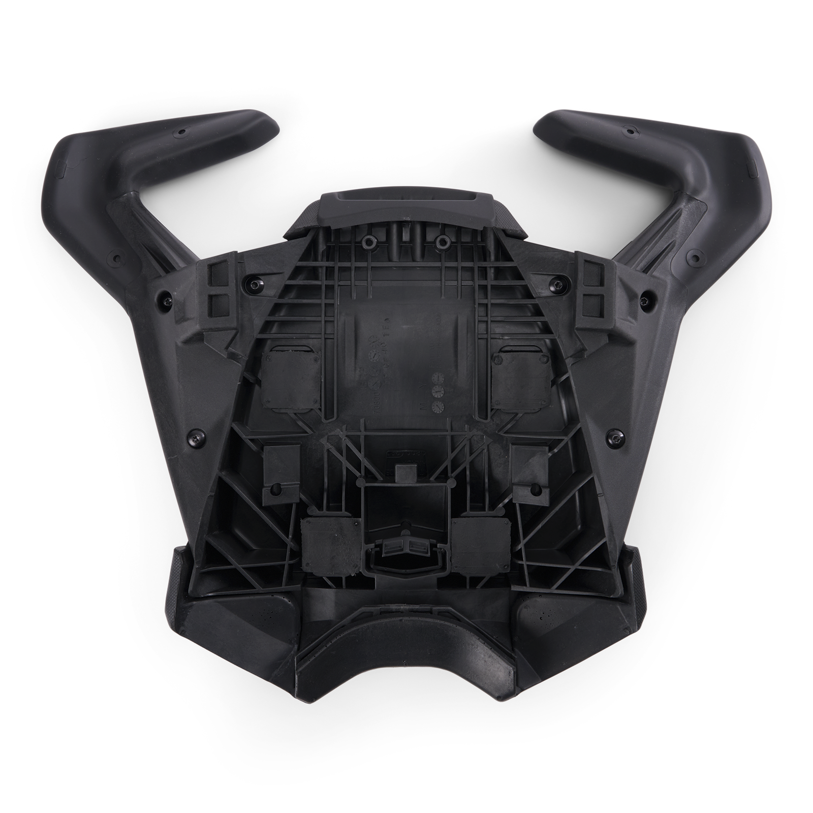 Black Can-Am Ryker passenger seat underside showing mounting brackets and hardware
