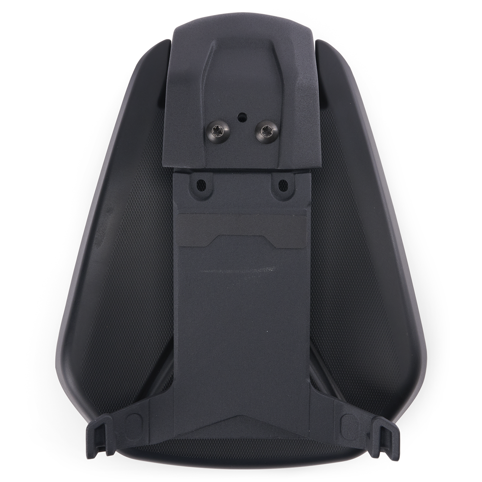 Can-Am Ryker foldable passenger backrest black plastic underside mounting view