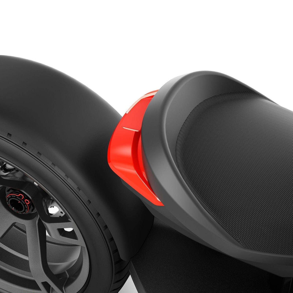 Can-Am Ryker rear spoiler Adrenaline Red installed, close-up