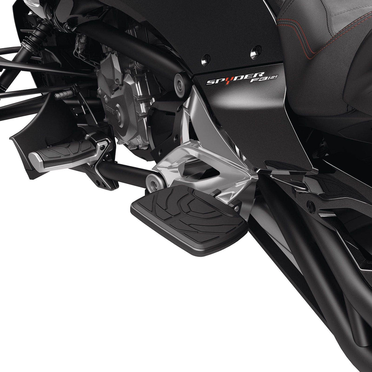 Can-Am Spyder F3 passenger floorboards Carbon Black installed