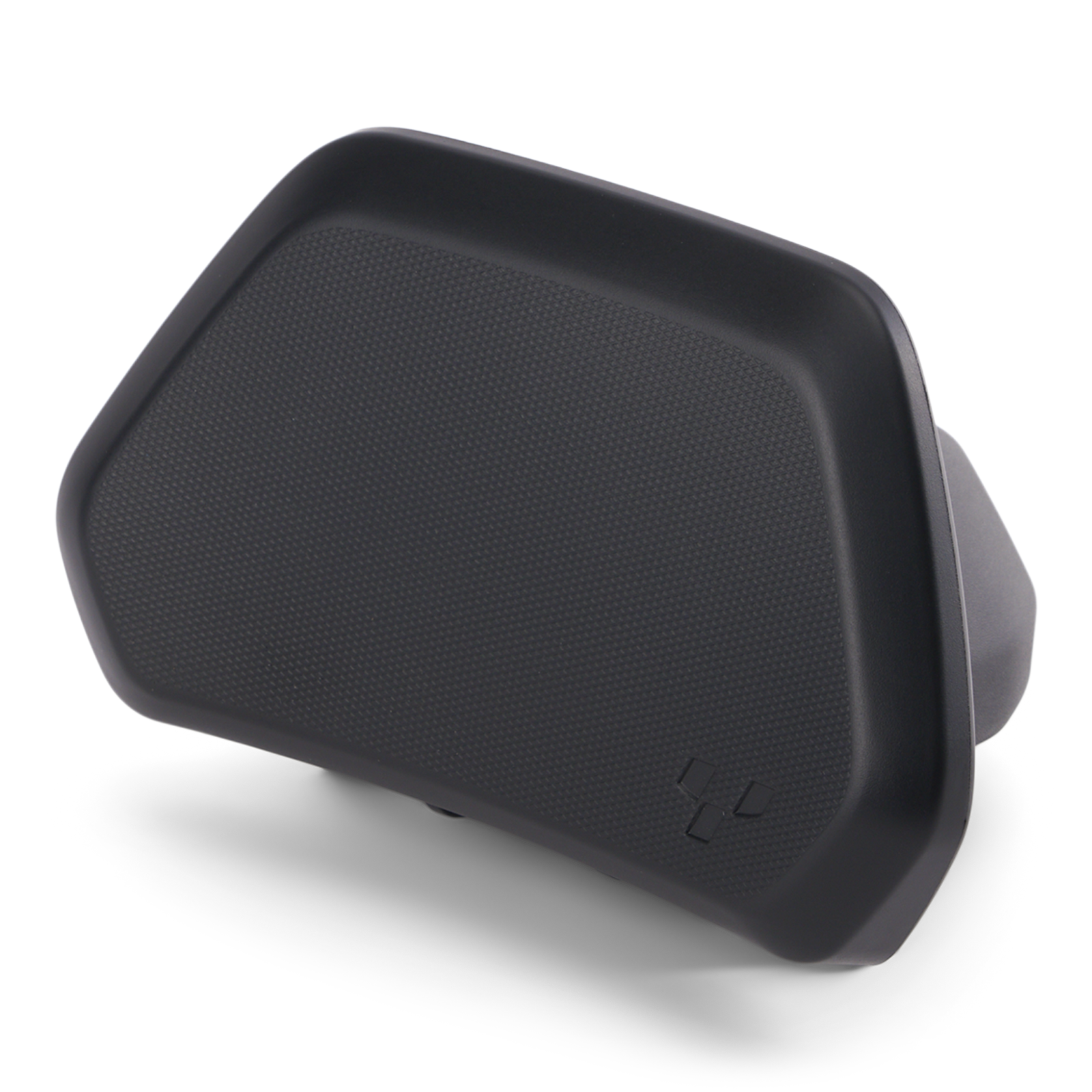 Black textured driver backrest pad for Can-Am Ryker three-wheeler, angled view