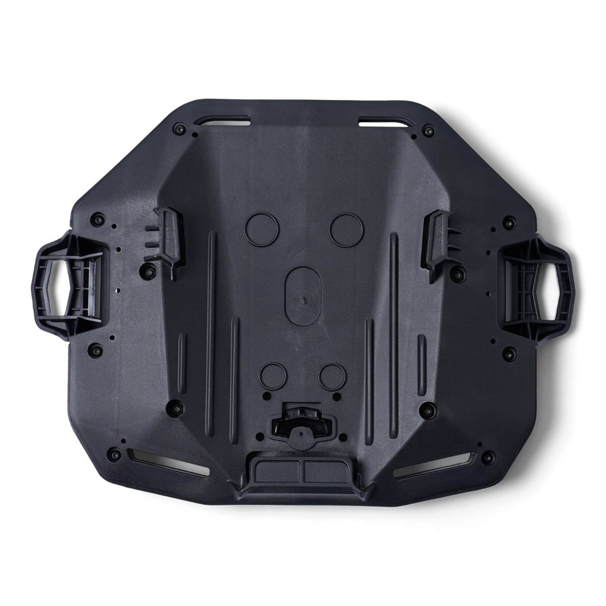 Can-Am Ryker LinQ mounting plate black bottom view with quick-attach latches