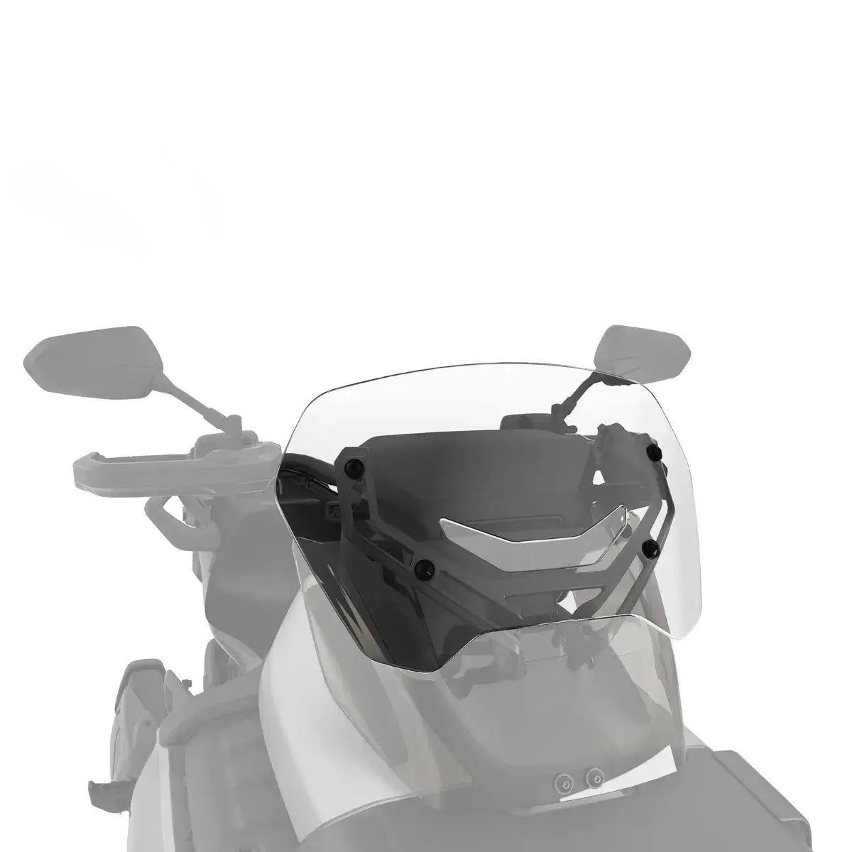 Motorcycle windshield with mirrors on a white background