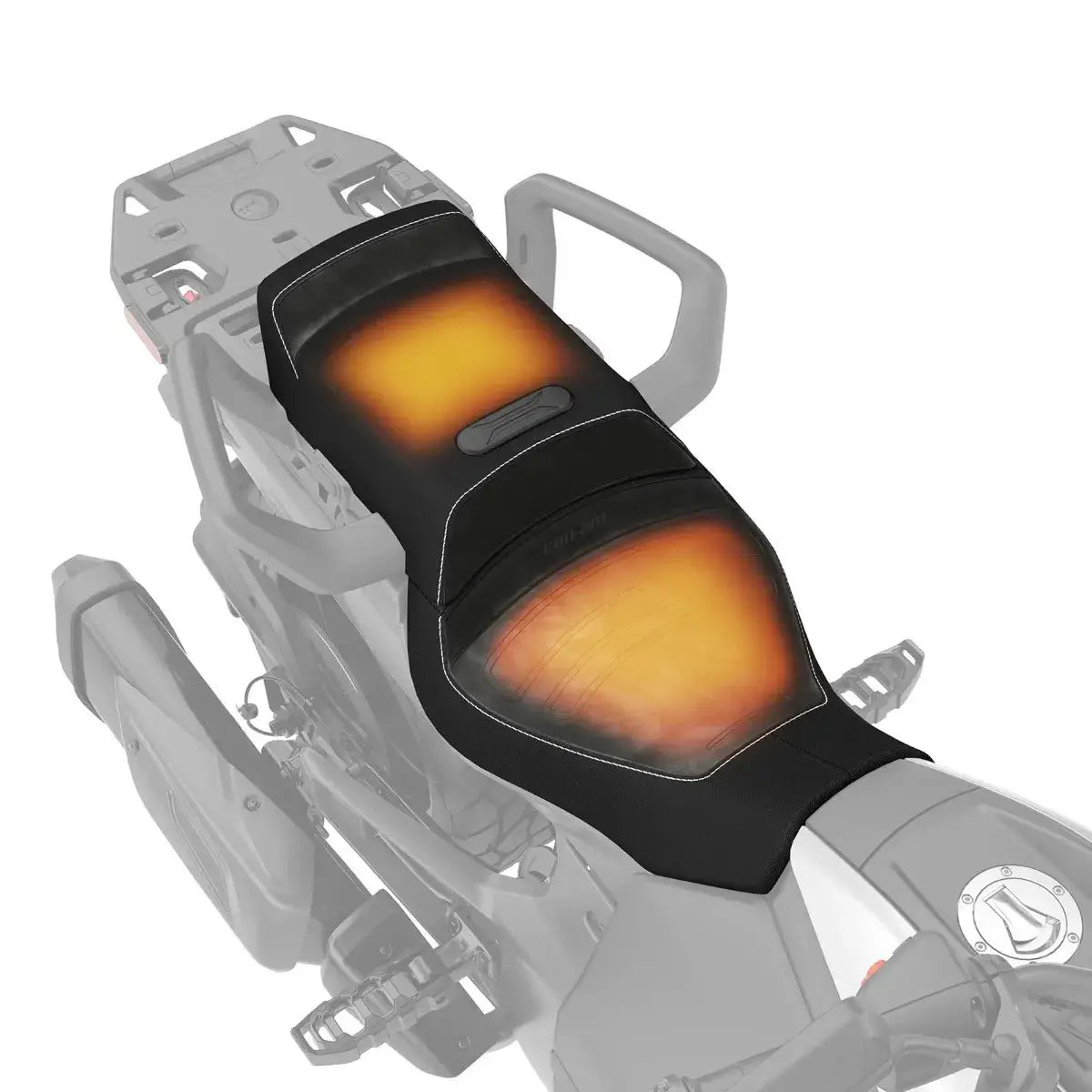 Heated motorcycle seat on white background