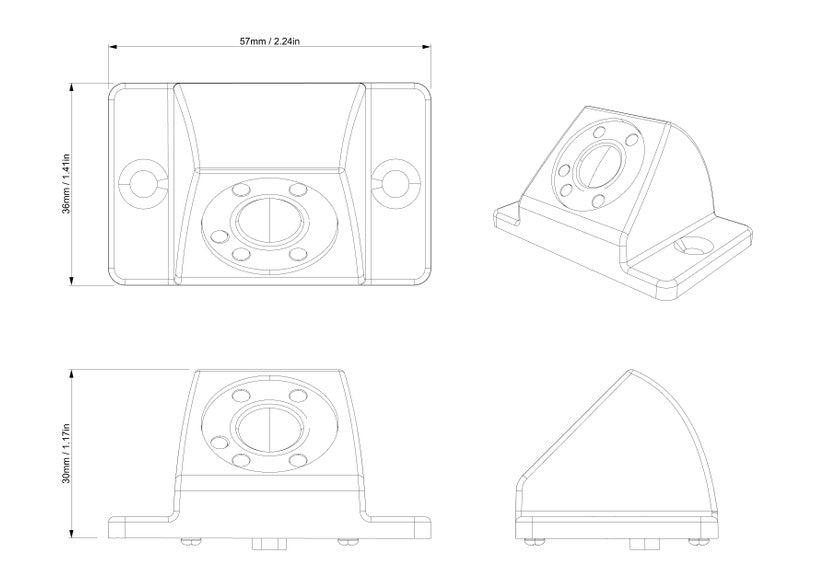 Can-Am Canyon Camera Back-up Kit mounting bracket technical dimension diagram