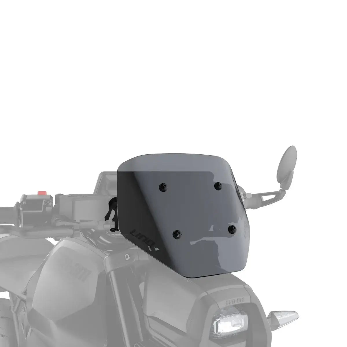 Motorcycle windshield and mirrors on a white background