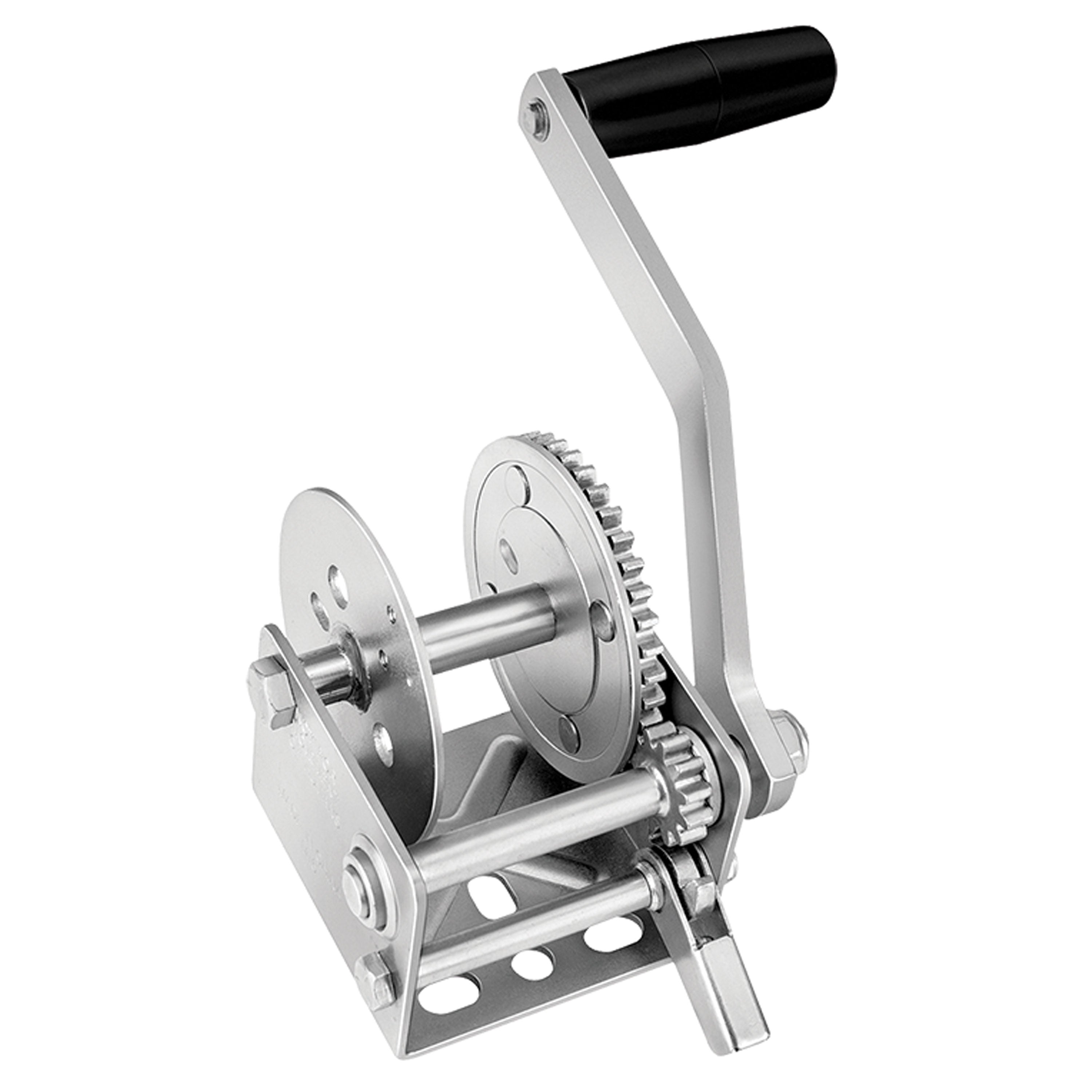Fulton Single Speed 900 LBS Marine Trailer Winch No Strap, 7 Inch Handle, Silver, 142001