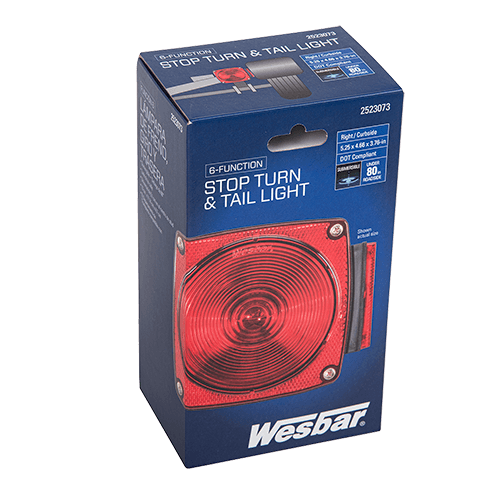 Wesbar 6-function submersible taillight right curbside 2523073 retail box packaging