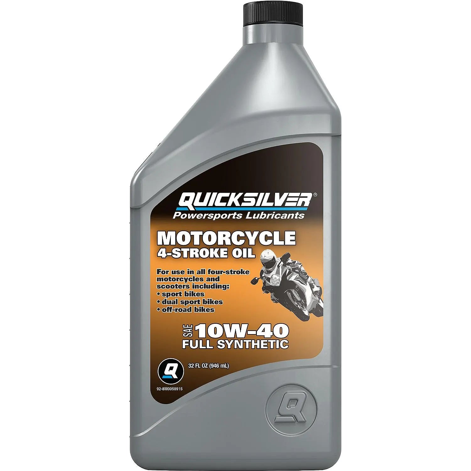 Quicksilver 8M0058915 10W-40 Full Synthetic 4-Stroke Motorcycle Oil, 1 Quart