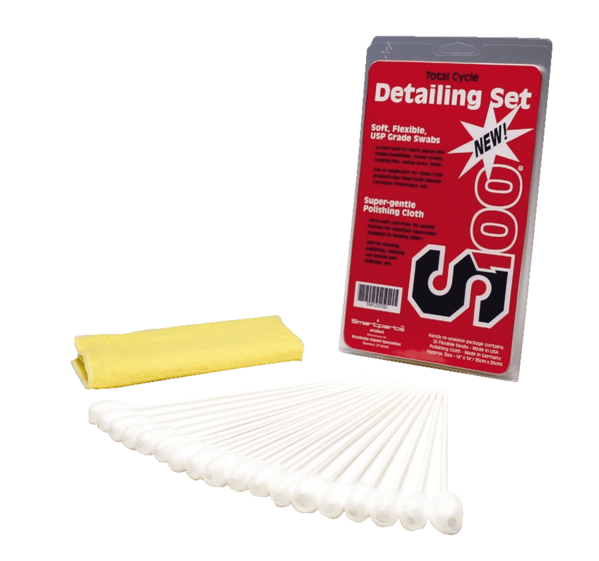 S100 detailing set with swabs, cloth, and packaging on a white background