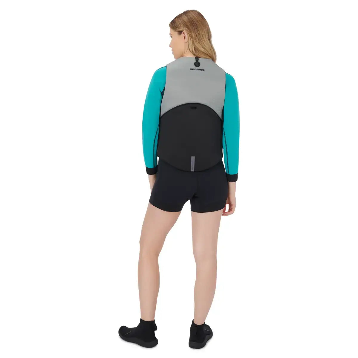 Person with freedom life jacket on