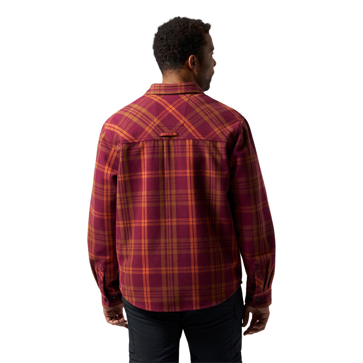 Can-Am Men's Bonded Plaid Overshirt Burgundy, back