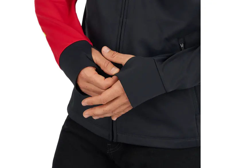 Ski-Doo Men's X-Team Edition Sno-X Zip-up close-up black red sleeve cuff and zippered pocket detail, 288191