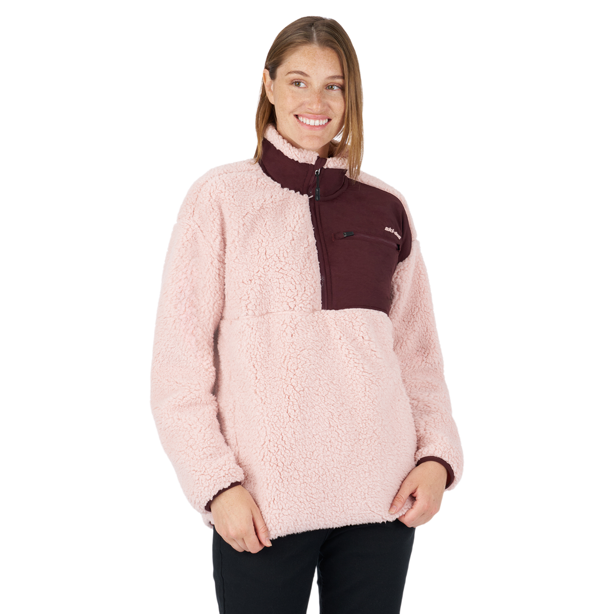 Ski-Doo Women's 1/4 zip Sherpa Fleece - Pink M