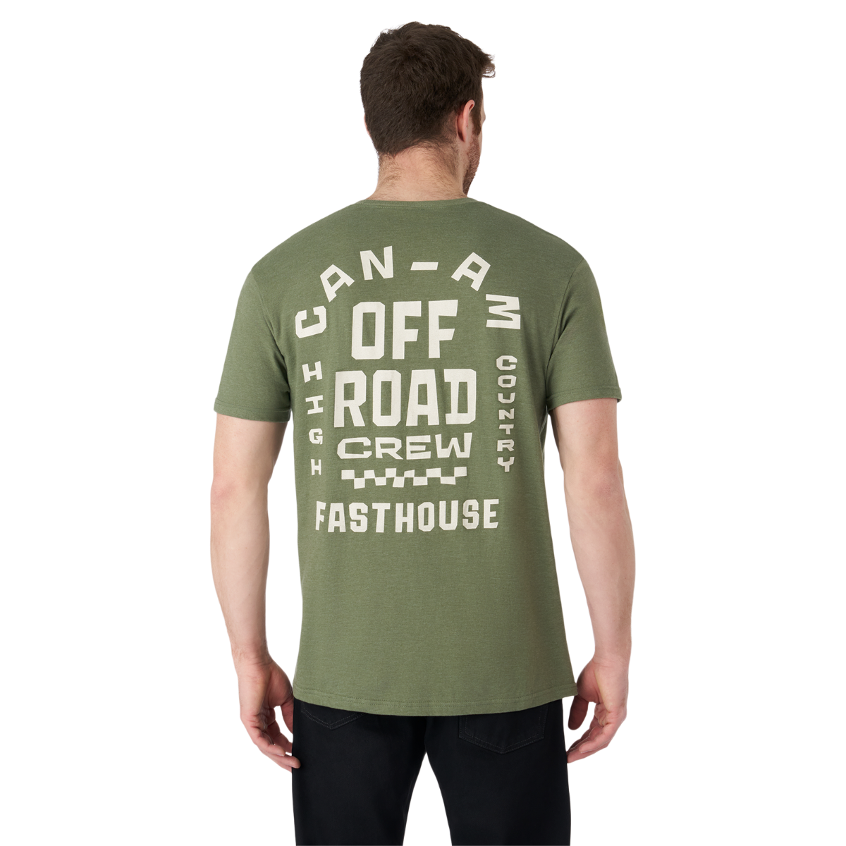 Can-Am x Fasthouse Men's Off-Road Crew T-Shirt Army Green, back
