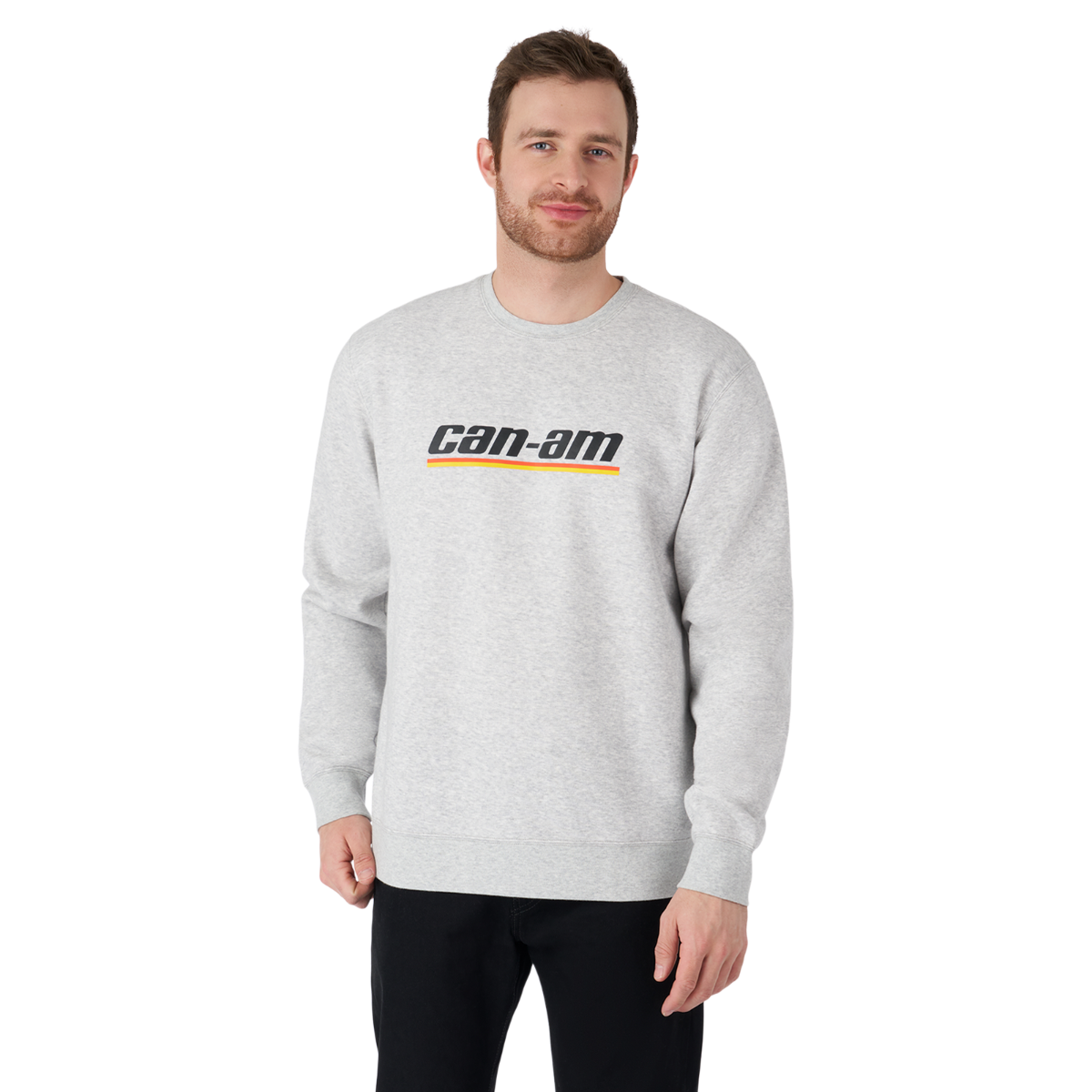 Can-Am Men's Emblem Crewneck Heather Grey, front