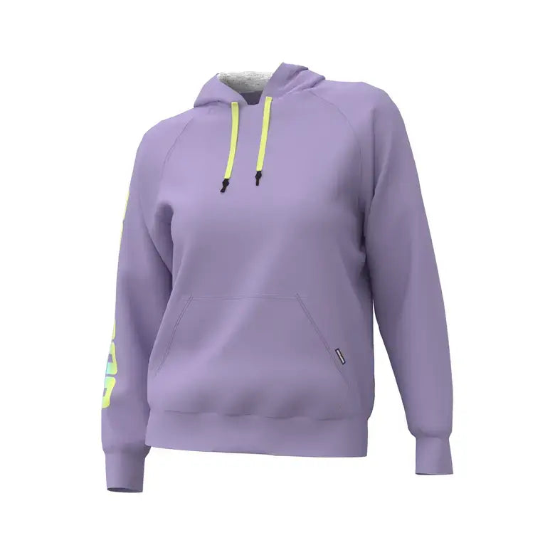 Sea-Doo Women's Signature Pullover Hoodie in lavender with hood, ribbed cuffs, and logo design.