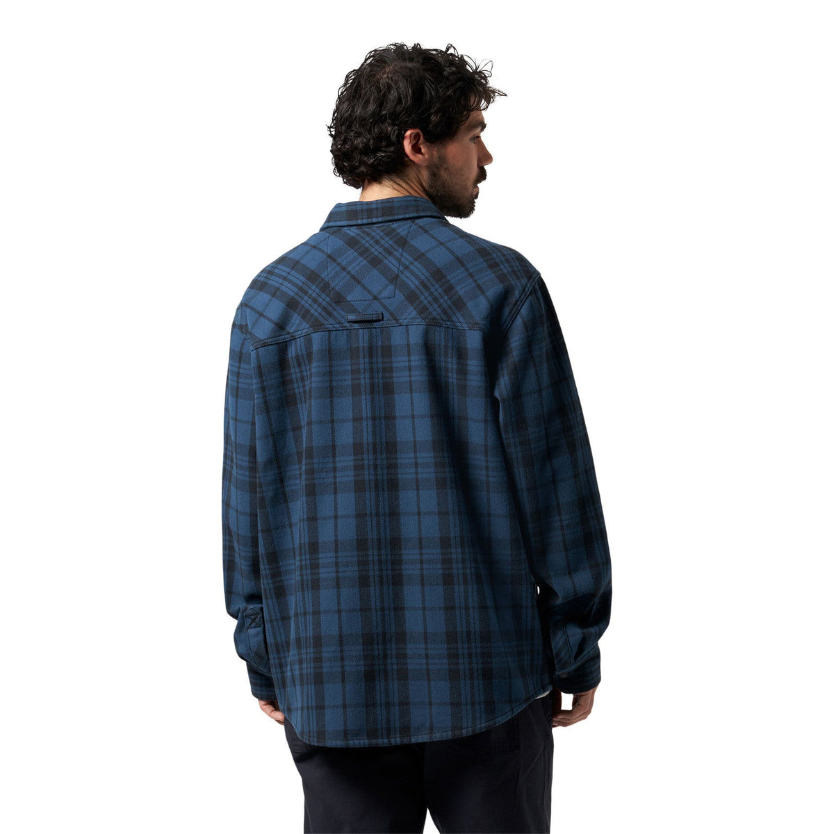 Ski-Doo Men's Plaid Bonded Overshirt in Denim Blue 288301, back