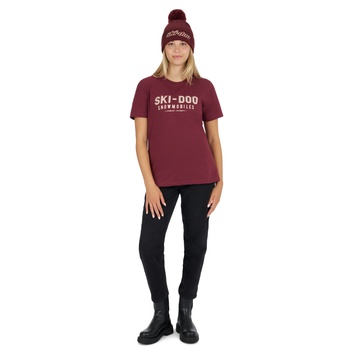 Ski-Doo Women's Vintage T-Shirt in Wine 288303, alternate view 1