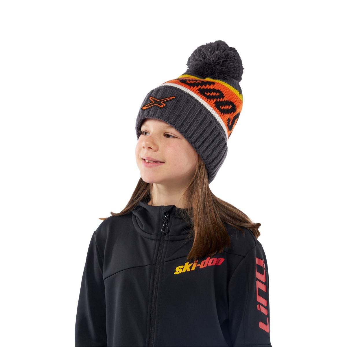 Ski-Doo Youth Unisex X-Team Pom-Pom Beanie - Charcoal Grey Onesize