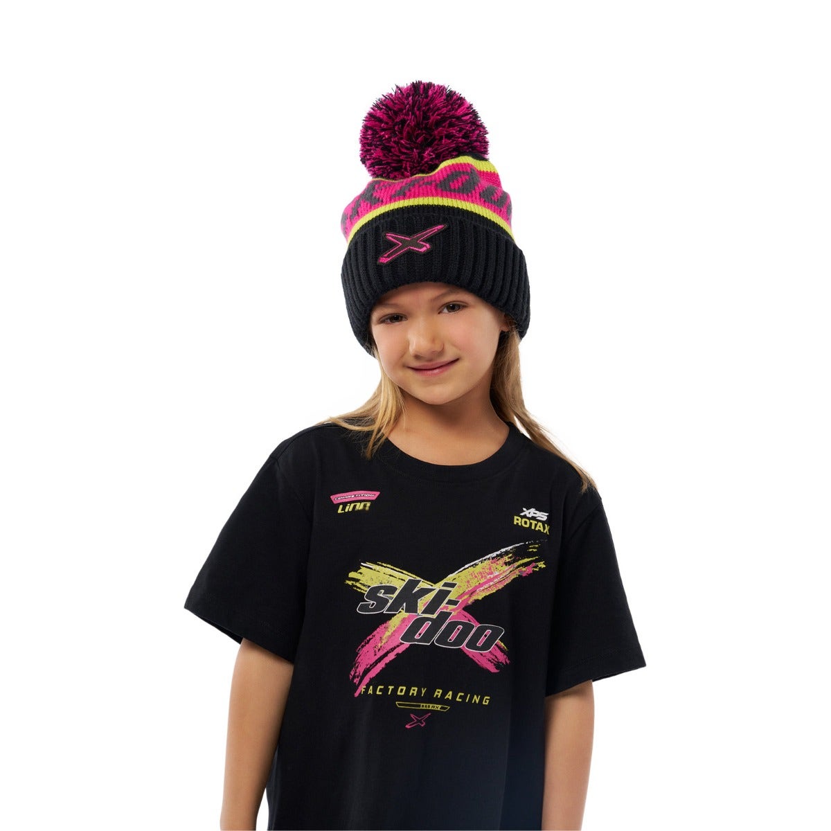 Ski-Doo Youth Unisex X-Team Pom-Pom Beanie - Raspberry Onesize