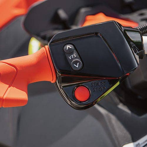 A close up of the handle of a sea-doo pwc