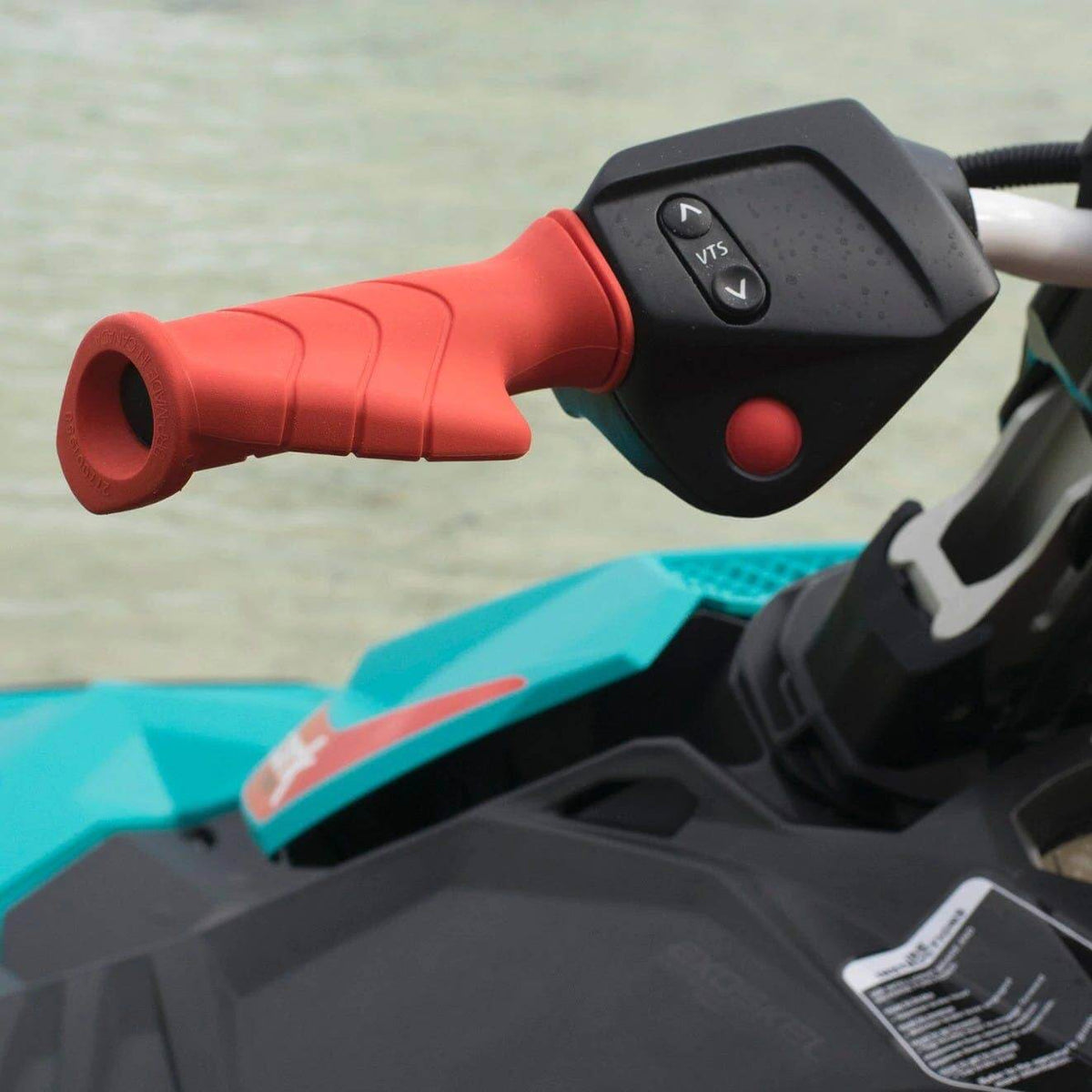A close up of the handle of a sea-doo pwc