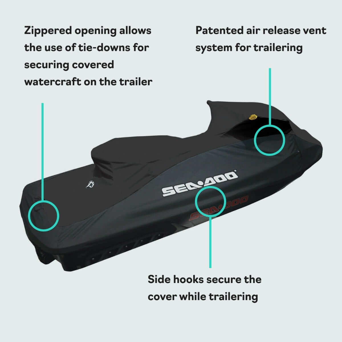 Sea-Doo Cover for Wake Pro (2010‑2017) in Black, 295100720