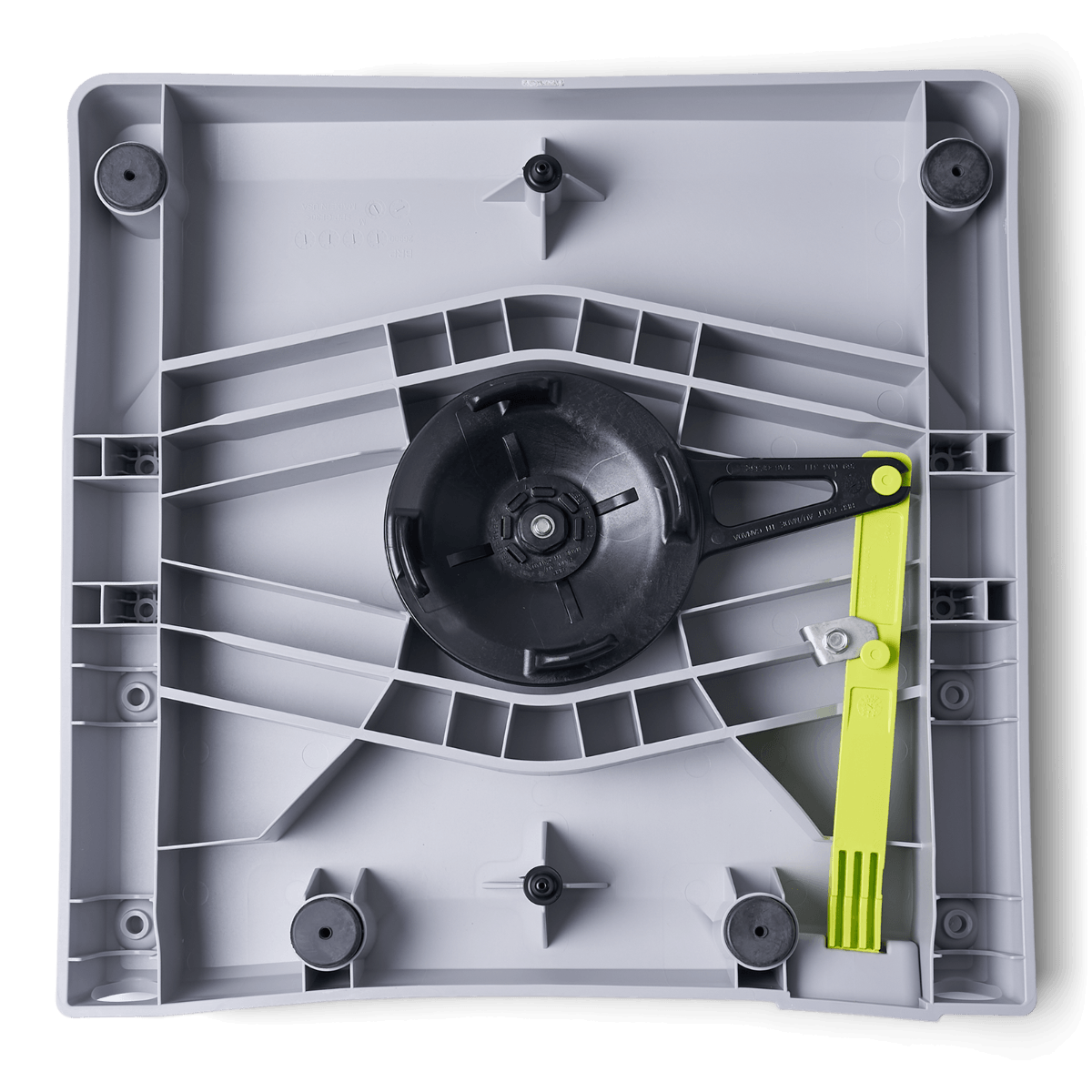 Sea-Doo LinQ Modular Plate underside view showing rotating latch mechanism and mounting hardware