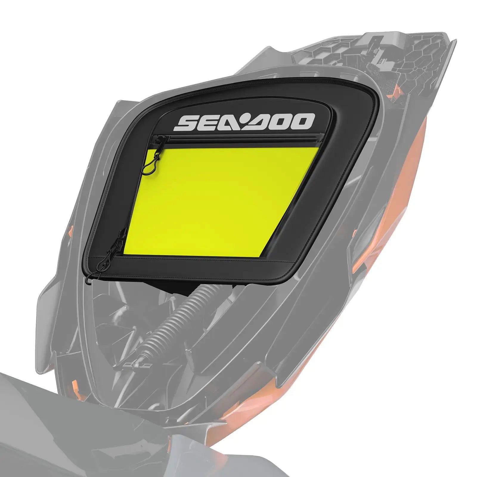 Graphic depicting location of Sea-Doo lid organizer when installed