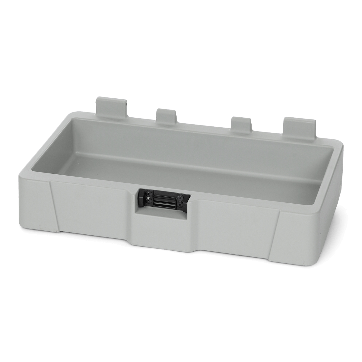 Gray Sea-Doo LinQ 13.5 US Gal cooler extension with single latch, angled view