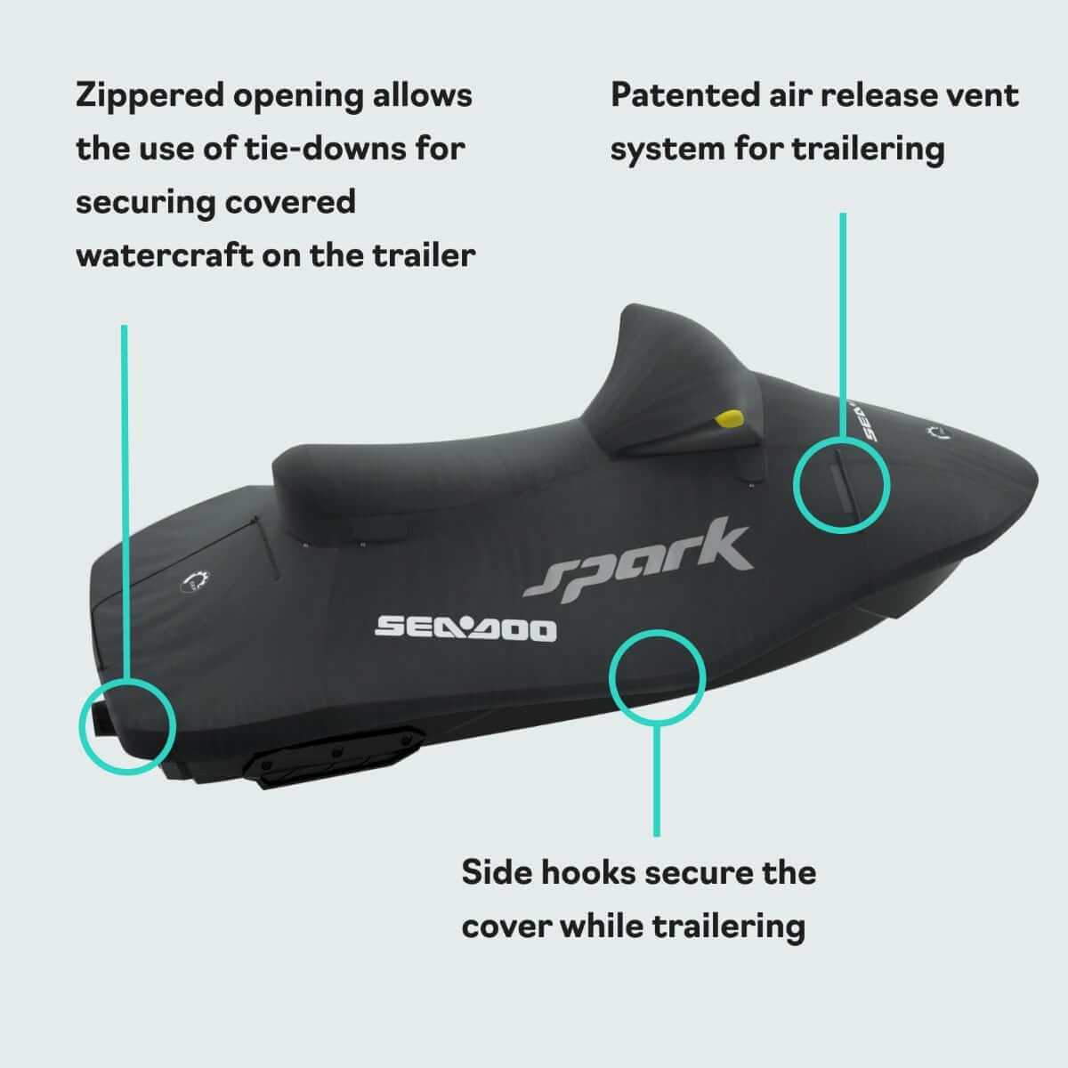 Sea-Doo Cover Spark for 2 (2014‑2023) in Black, 295100912