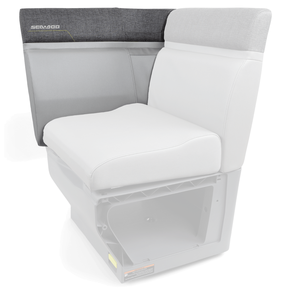 Sea-Doo Switch pontoon corner backrest seat right-hand support, gray and white upholstery