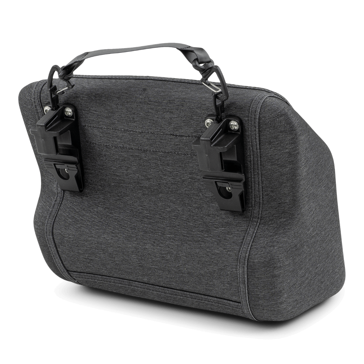 A gray bag on a black background