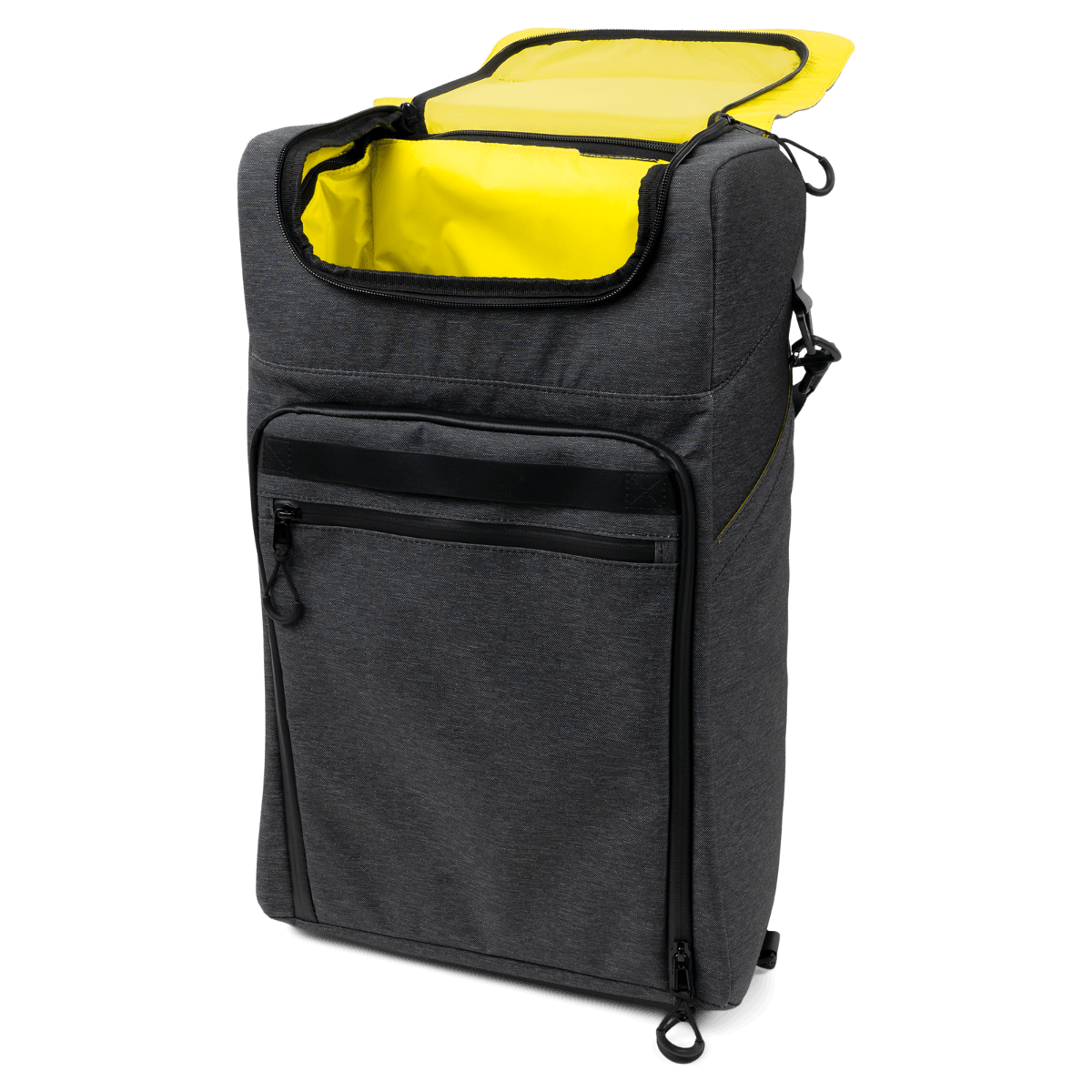 Sea-Doo LinQ Lite canvas storage bag open top view gray with yellow interior lining 30L