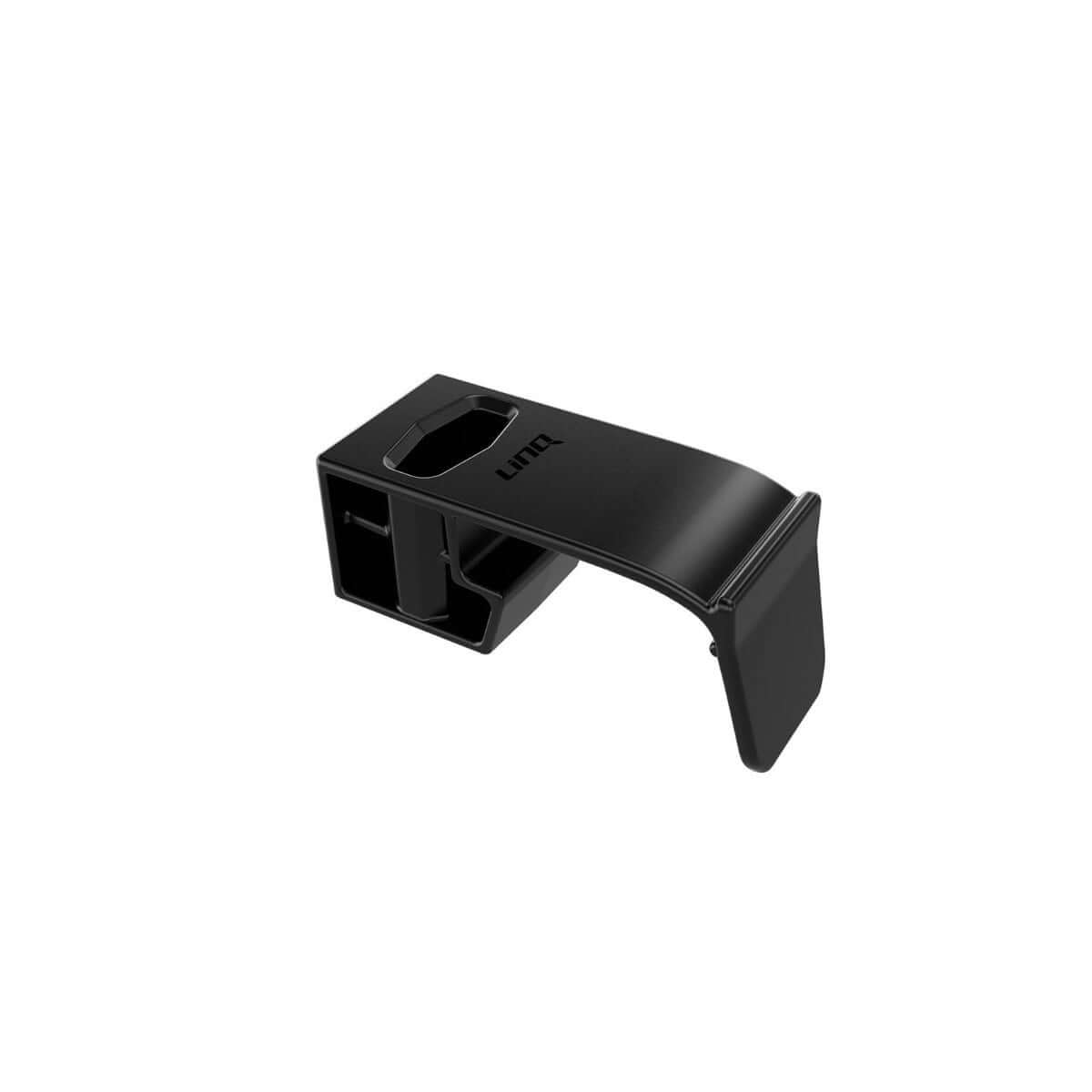 Black Sea-Doo LinQ Lite Holder for rail mount, Switch pontoon accessory, angled view