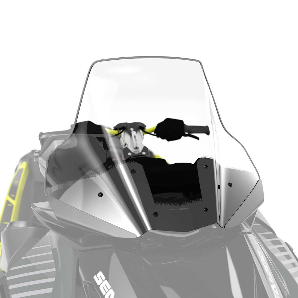Sea-Doo touring windshield installed on PWC, clear tall windscreen front view