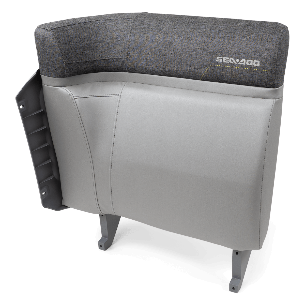 Sea-Doo Switch pontoon left hand corner backrest seat, gray upholstery with logo detail