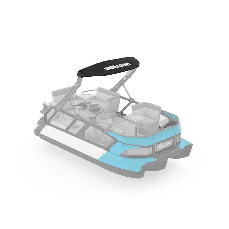 Bimini Top Sleeve for Sea-Doo Switch Pontoon, protecting the boat's top from UV and water damage during storage.