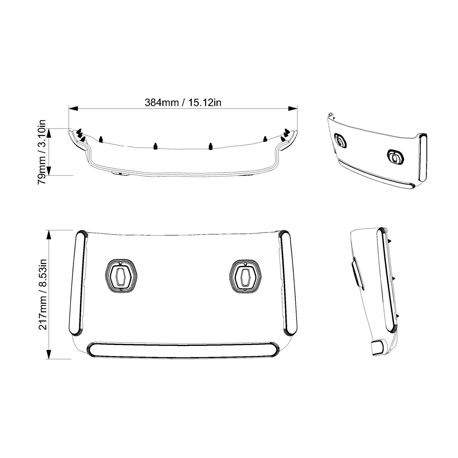 Technical dimension drawing Sea-Doo Switch pontoon driver seat storage compartment with measurements