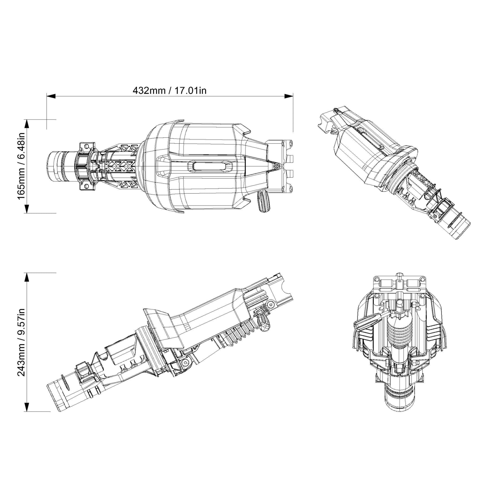 Sea-Doo Quick Adjust handlebar mechanism for Switch Pontoon dimensional diagram multiple angles