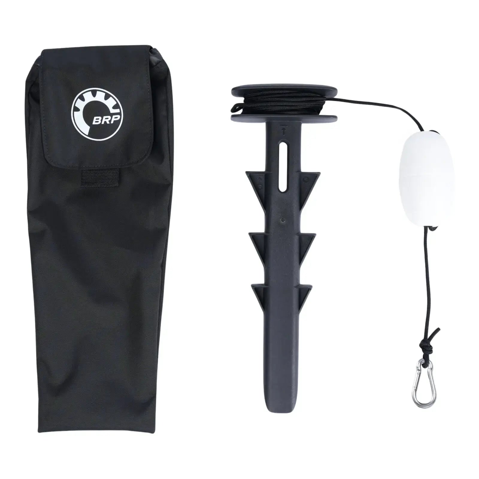 Spike Anchor for Sea-Doo with storage bag, featuring a 25 ft rope and depth indicator, ideal for sand and shallow water.